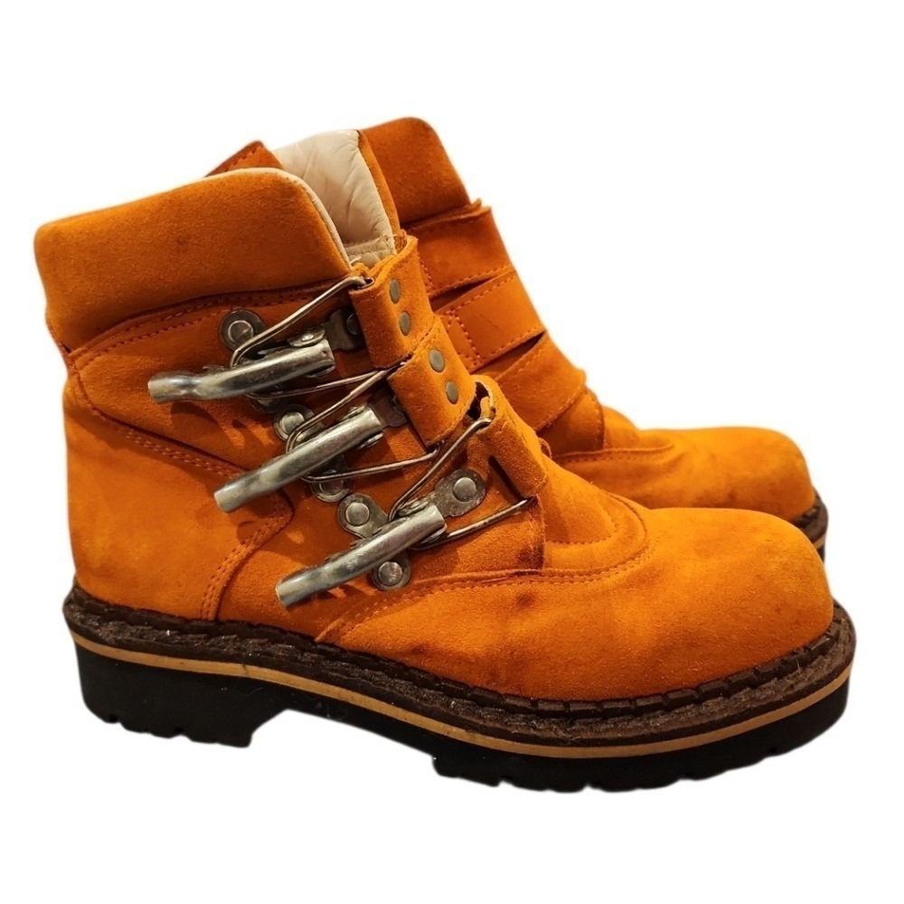 Geier Wally Hiking Boots Women 6.5 37 Orange Suede Alpine Gorpcore Padded Collar